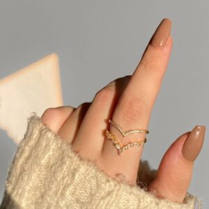 DOUBLE V SHAPE CZ RING SET 20% off