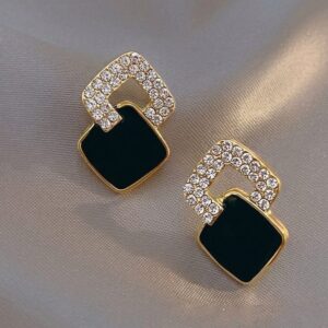 BLACK SQUARE CZ DROP EARRINGS 20% off