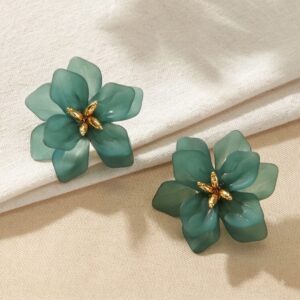 TEAL FLOWER STUD EARRINGS 20%off