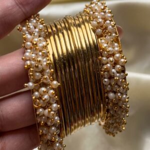 PEARL CLUSTER GOLD BANGLE SET 30% off